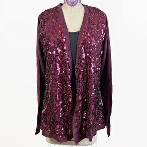 Apt 9 Sequin Burgundy Sparkly Open Front Cardigan - Size: Large - NWT